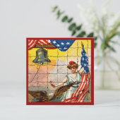  dame, Eagle, Vlag en Liberty Bell Mosiac Kaart (Staand voorkant)