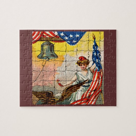 dame, Eagle, Vlag en Liberty Bell Mosiac Legpuzzel (Horizontaal)