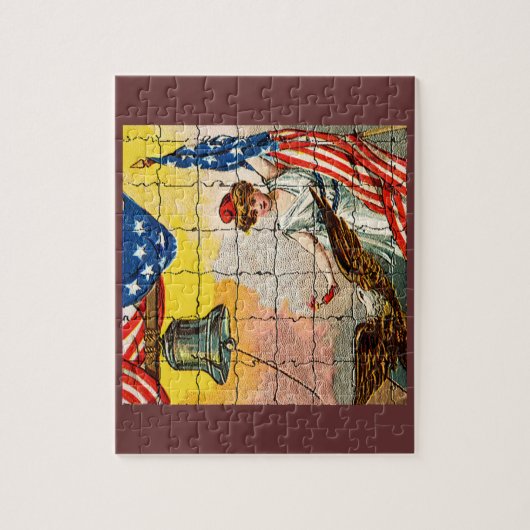 dame, Eagle, Vlag en Liberty Bell Mosiac Legpuzzel (Verticaal)