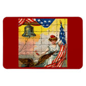 dame, Eagle, Vlag en Liberty Bell Mosiac Magneet (Horizontaal)