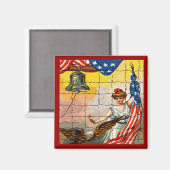  dame, Eagle, Vlag en Liberty Bell Mosiac Magneet (Voorkant / Achterkant)