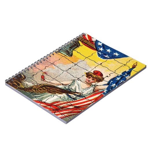  dame, Eagle, Vlag en Liberty Bell Mosiac Notitieboek (Linkerzijde)