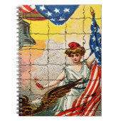  dame, Eagle, Vlag en Liberty Bell Mosiac Notitieboek (Voorkant)