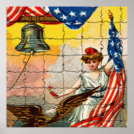 dame, Eagle, Vlag en Liberty Bell Mosiac Poster