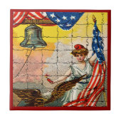 dame, Eagle, Vlag en Liberty Bell Mosiac Tegeltje (Voorkant)