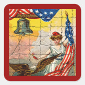  dame, Eagle, Vlag en Liberty Bell Mosiac Vierkante Sticker (Voorkant)