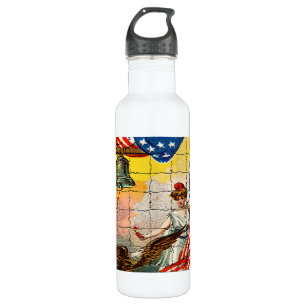 dame, Eagle, Vlag en Liberty Bell Mosiac Waterfles