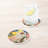  dame, Eagle, Vlag en Liberty Bell Mosiac Zandsteen Onderzetter (Zijkant)