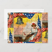  Dame, Eagle, Vlag en Mosaic Bell Briefkaart (Voorkant / Achterkant)