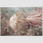 Dame & een Parasol, Portret & Bloemenkunst Tissuepapier (Voorkant)