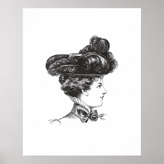  Dame Elegant Black White, 1800s Decoratief Poster (Voorkant)