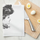  Dame Elegant Black White, 1800s Decoratief Theedoek (Quarter Fold)