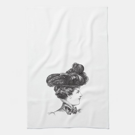  Dame Elegant Black White, 1800s Decoratief Theedoek (Verticaal)