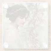  Dame Elegant Pink Floral Glazen Onderzetter (Achterkant)