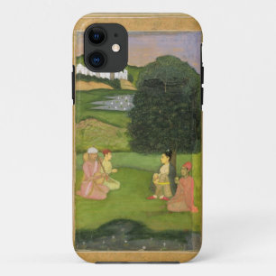 Dame en bediende die naar muziek luistert bij zons iPhone 11 hoesje