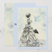   Dame en Blauwe Bloemen Kaart (Voorkant / Achterkant)