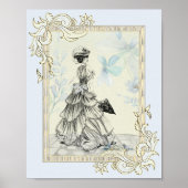 Dame en Blauwe Bloemen Poster (Voorkant)
