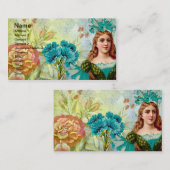  dame en bloemen visitekaartje (Voorkant / Achterkant)