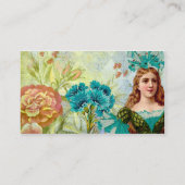  dame en bloemen visitekaartje (Achterkant)