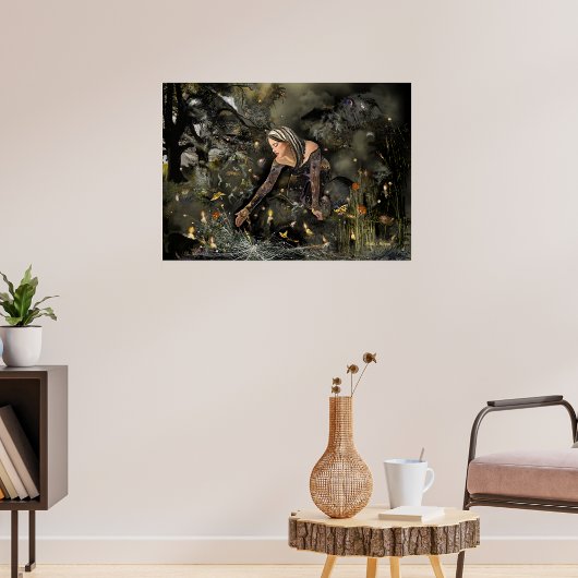 Dame en Butterflies, groot! Poster