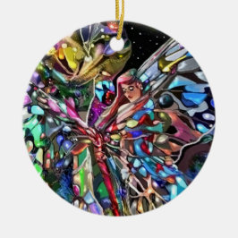 Dame en Butterfly! Keramisch Ornament