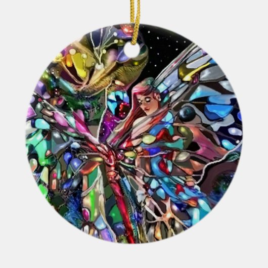 Dame en Butterfly! Keramisch Ornament (Voorkant)