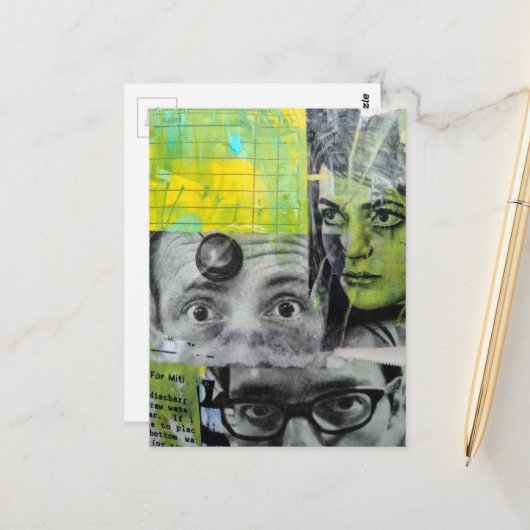 Dame en de Dokters Mixed Media Collage Briefkaart (Voorkant / Achterkant in situ)