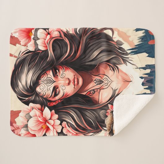 Dame en de uil sherpa deken (Voorkant (horizontaal))