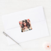 Dame en de uil vierkante sticker (Envelop)