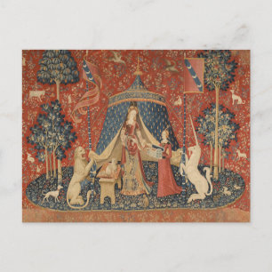 Dame en de Vintage van de middeleeuwen van de Unic Briefkaart