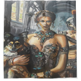 Dame en Doggie Douchegordijn