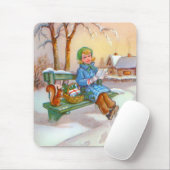 Dame en eekhoorn vintage kunst muismat (Met muis)