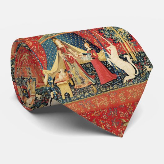 DAME EN EENHOORN Leeuw, Bloemen, Dieren Fantasie Stropdas (Opgerold)