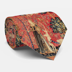 DAME EN EENHOORN, Leeuw, Bloemen, Dieren Fantasie Stropdas