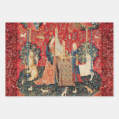 Dame en eenhoorn leeuw, bloemen, dieren middeleeuw inpakpapier vel (Voorkant 3)