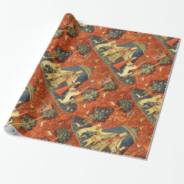 Dame en Eenhoorn Middeleeuwse Wandtapijt: Franse K Cadeaupapier