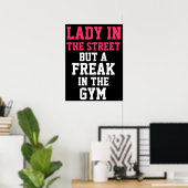 Dame en freak workout motivatie poster (Thuiskantoor)