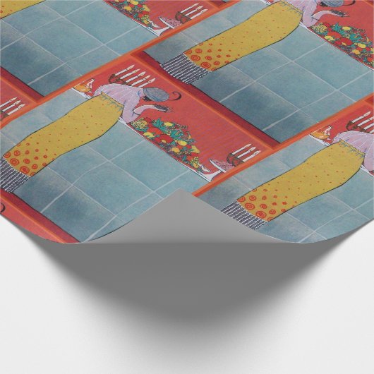 DAME EN FRUITEN TAfel SET ART DECO SCHOONHEID MODE Cadeaupapier (Hoek)