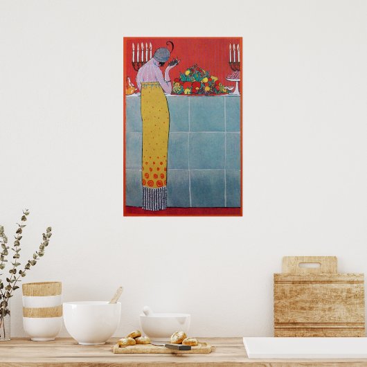 DAME EN FRUITEN TAfel SET ART DECO SCHOONHEID MODE Poster (Keuken)
