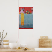 DAME EN FRUITEN TAfel SET ART DECO SCHOONHEID MODE Poster (Keuken)