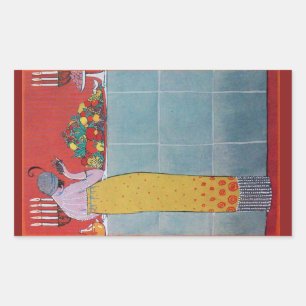 DAME EN FRUITEN TAfel SET ART DECO SCHOONHEID MODE Rechthoekige Sticker