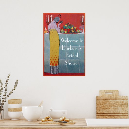 DAME EN FRUITEN TAfel SET ART DECO TROUWFEest Poster (Keuken)