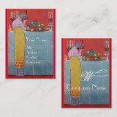 DAME EN FRUITEN TAfel SET ART DECO TROUWPLANNEr Visitekaartje (Voorkant / Achterkant)