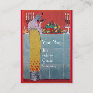 DAME EN FRUITEN TAfel SET ART DECO TROUWPLANNER Visitekaartje