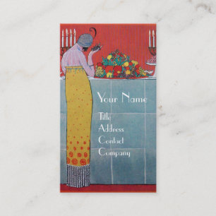 DAME EN FRUITEN TAfel SET ART DECO TROUWPLANNER Visitekaartje