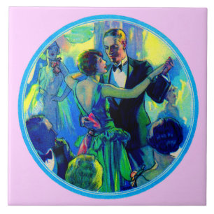 dame en heer uit de jaren '20 op de dansvloer tegeltje