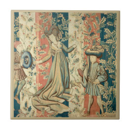 Dame en heren Middeleeuwen Tegeltje