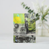 Dame en Heren Ogen Mixed Media Collage Briefkaart (Staand voorkant)