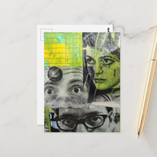 Dame en Heren Ogen Mixed Media Collage Briefkaart