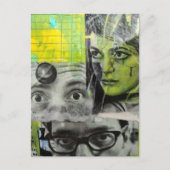 Dame en Heren Ogen Mixed Media Collage Briefkaart (Voorkant)